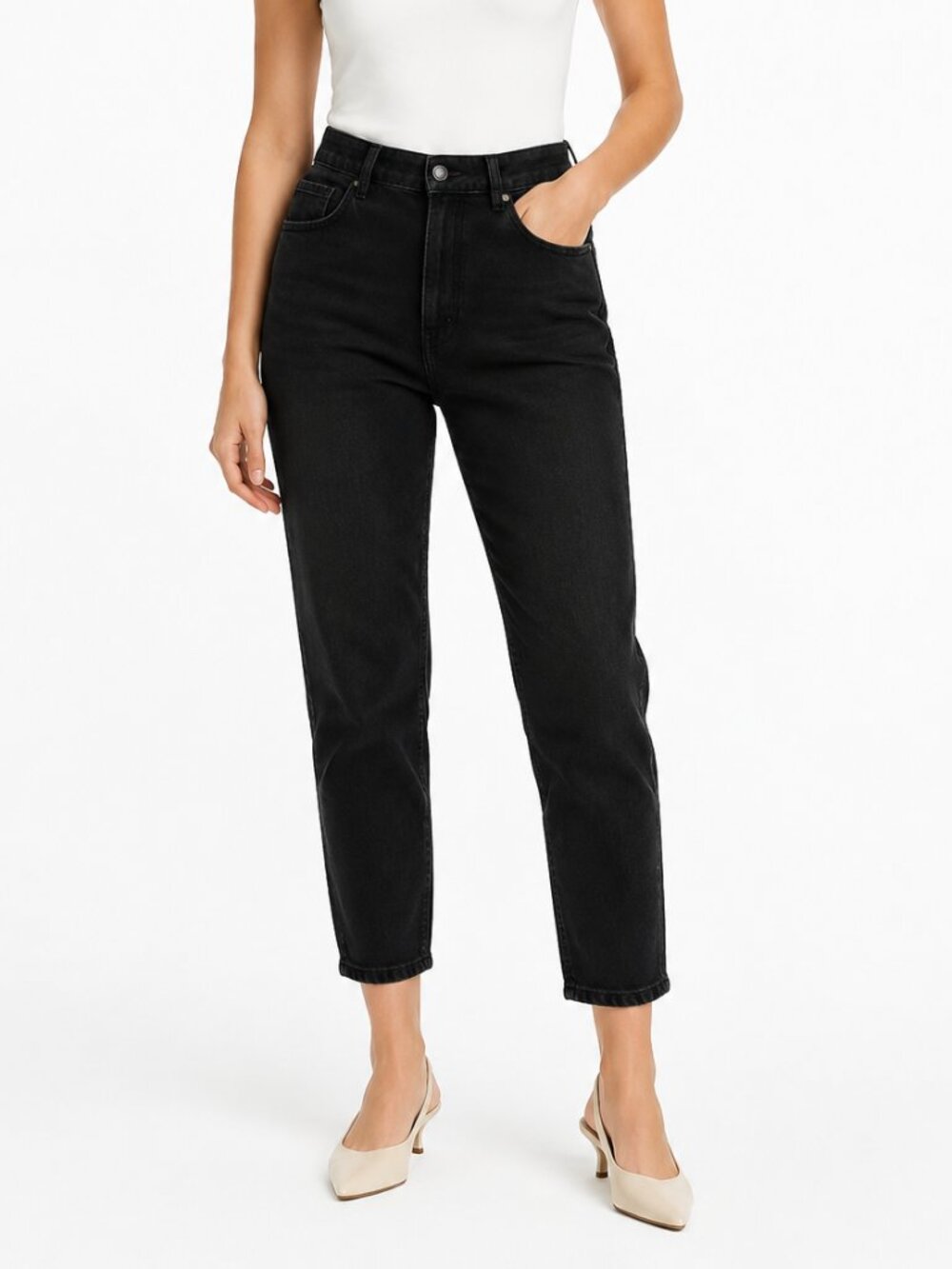 Zara High Rise Black Mom Jeans Women’s Size 6 Tapered
